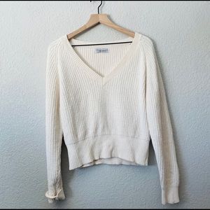 Urban Outfitters Cream V Neck Knit Sweater